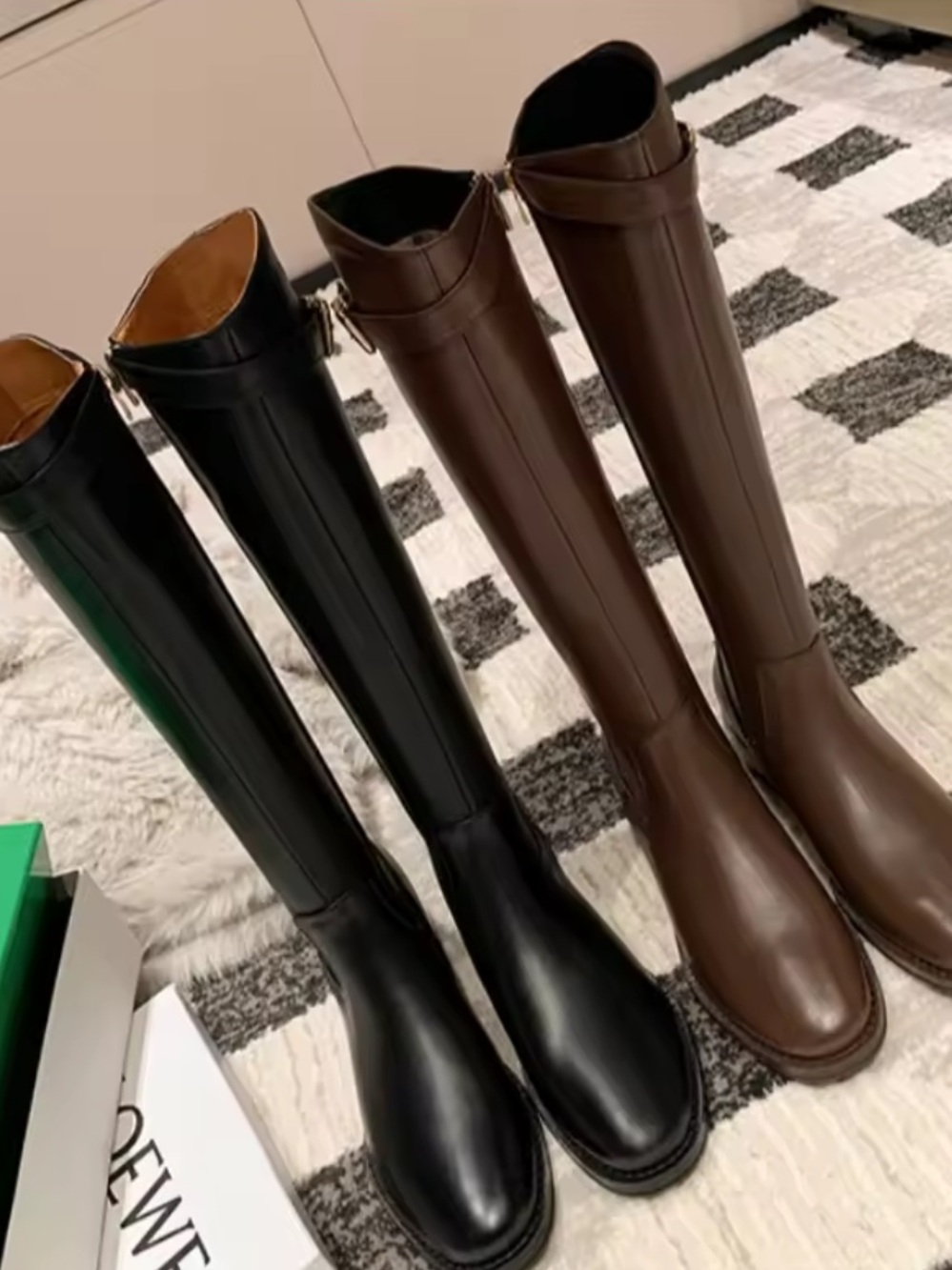 Classic Tall Riding Boots - Black and Brown